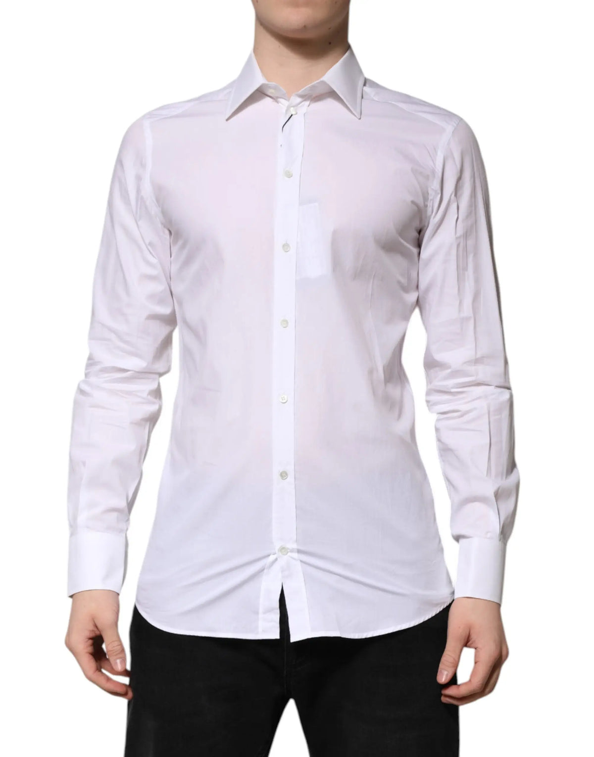 Chemise homme blanche dolce gabbana gold manches longues en coton avec col classique et boutons devant