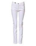 Jean en denim blanc dolce & gabbana grace taille mi-haute coupe droite 5 poches classique