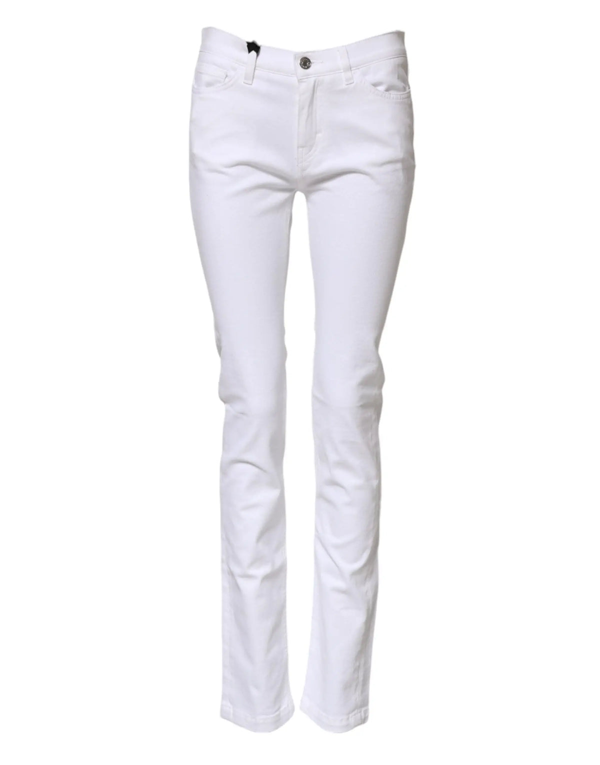 Jean en denim blanc dolce & gabbana grace taille mi-haute coupe droite 5 poches classique