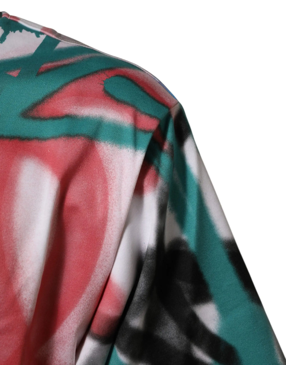 Dolce & gabbana t-shirt blanc style graffiti avec motifs abstraits rouges teal et noirs en tissu doux manches courtes