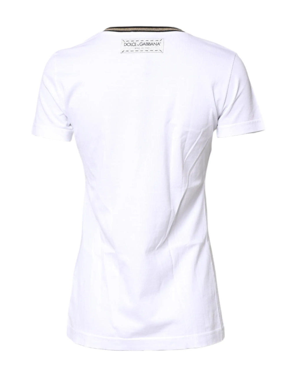 T-shirt blanc dolce & gabbana pour femme en coton avec logo subtil au niveau de lencolure
