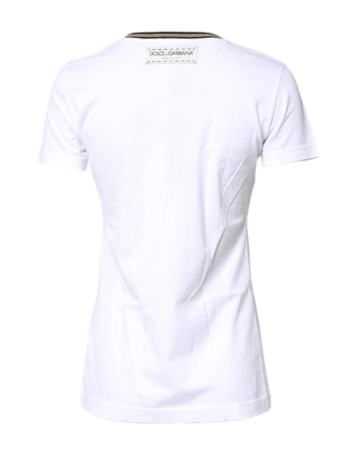 T-shirt blanc dolce & gabbana pour femme en coton avec logo subtil au niveau de lencolure