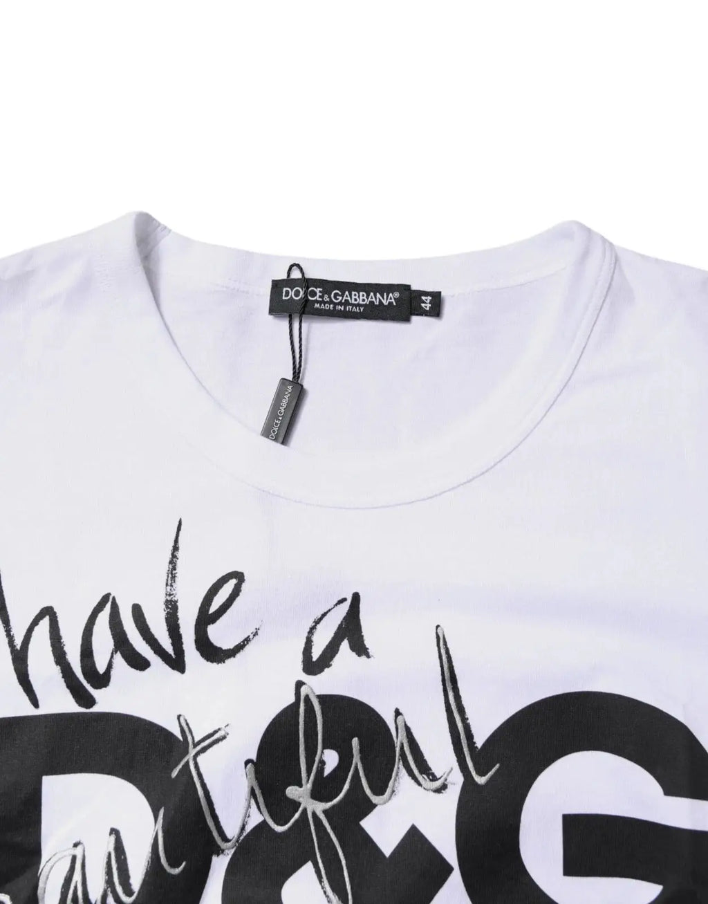 T-shirt dolce & gabbana blanc en coton avec lettrage graphique noir et argenté audacieux