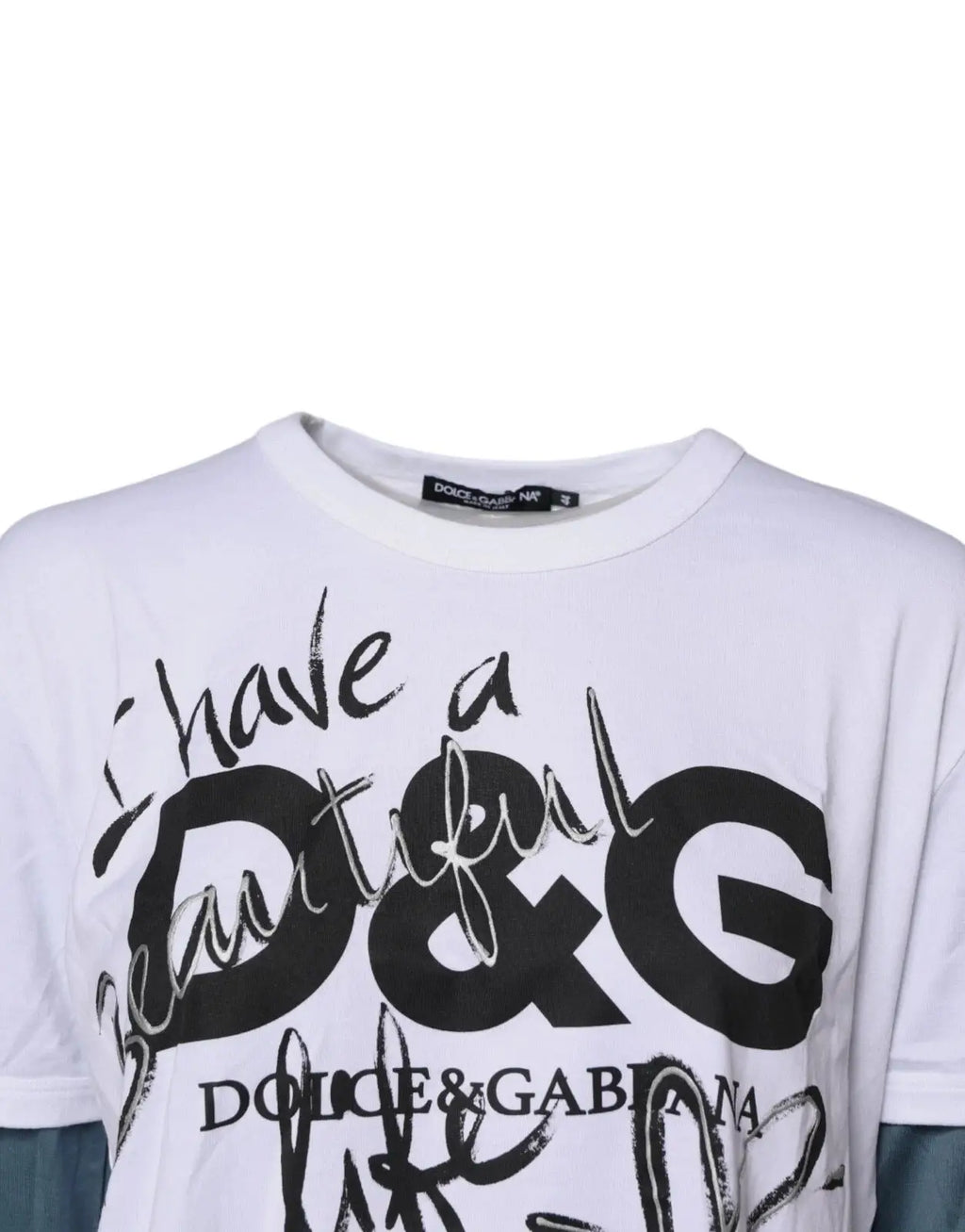 Dolce & gabbana t-shirt blanc en coton avec logo noir d&g audacieux et texte style manuscrit