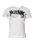 T-shirt blanc dolce & gabbana en coton avec lettrage graffiti noir audacieux et petites illustrations dabeilles