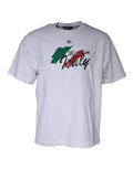 T-shirt blanc dolce & gabbana en coton avec imprimé made in italy et bandes vert blanc rouge au col rond