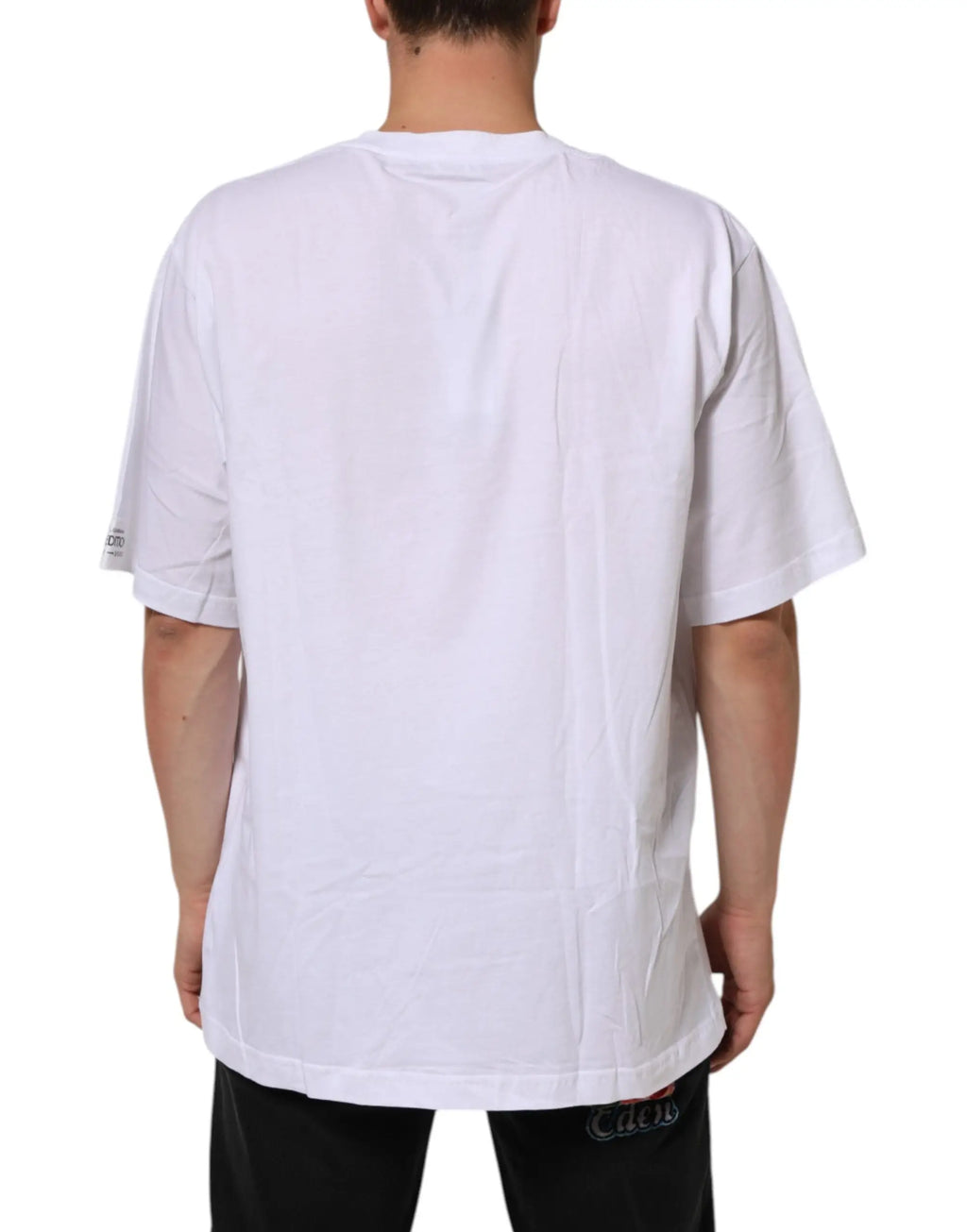 Dolce & gabbana t-shirt coton blanc oversize à coupe décontractée avec logo subtil sur la manche