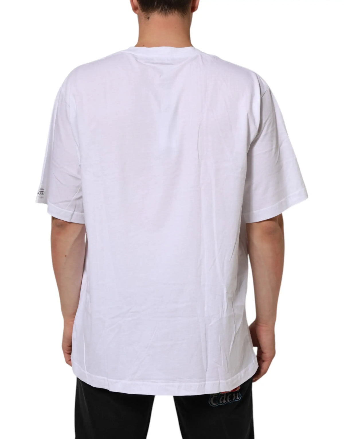 Dolce & gabbana t-shirt coton blanc oversize à coupe décontractée avec logo subtil sur la manche