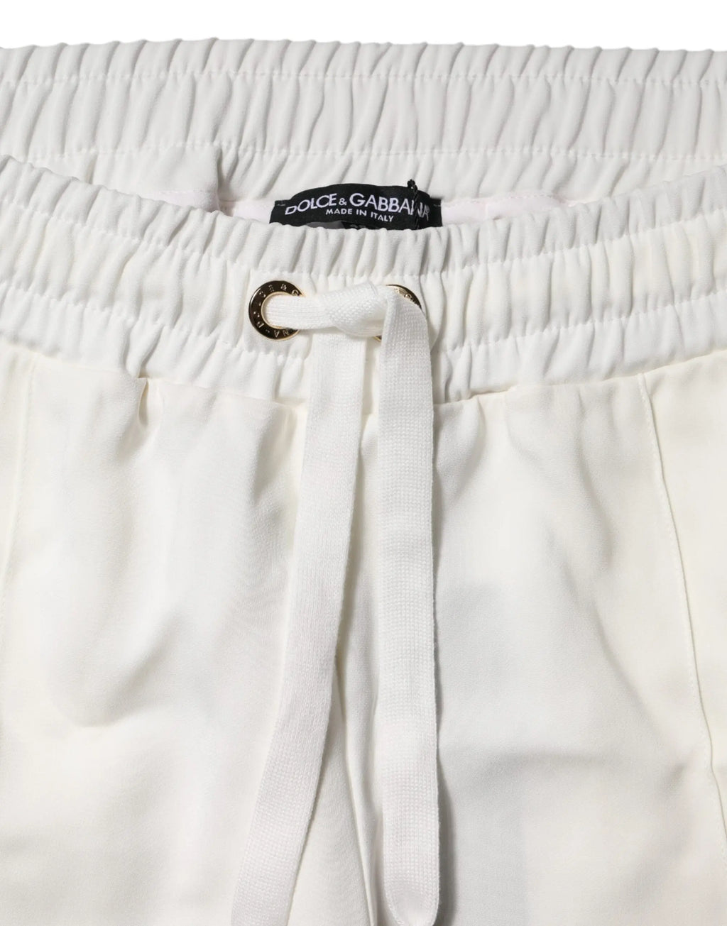 Pantalon de jogging blanc dolce & gabbana avec ceinture élastique et étiquette noire visible