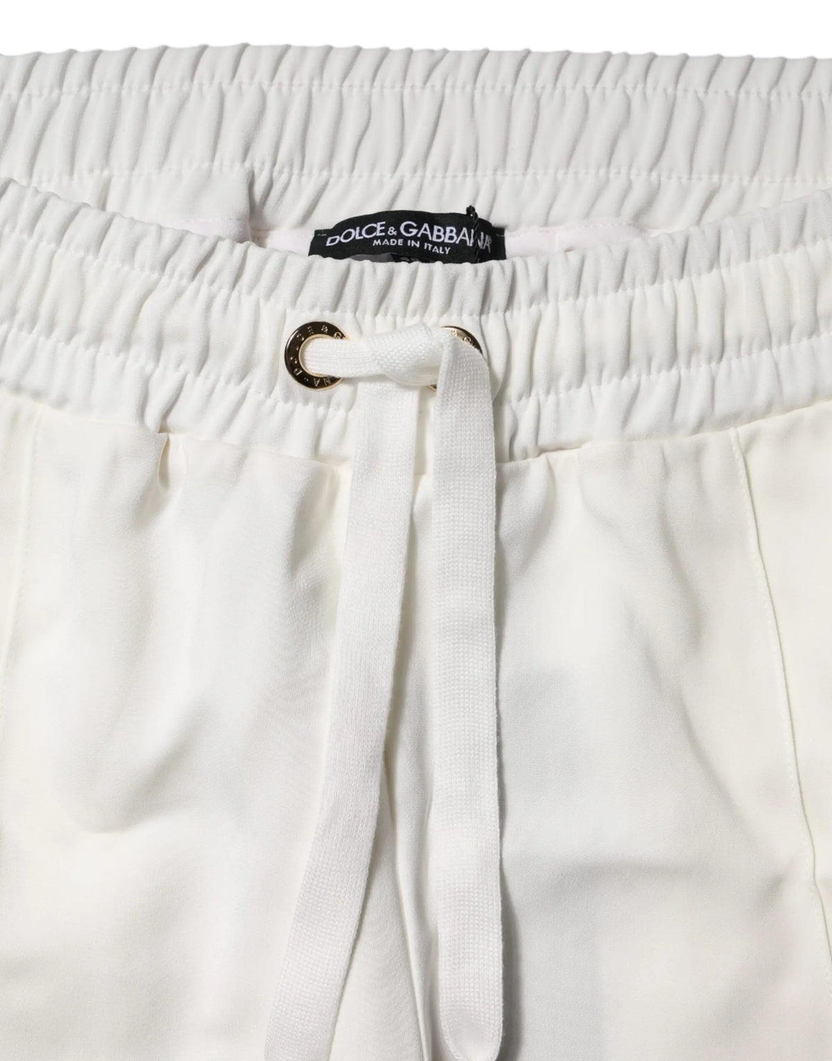 Pantalon de jogging blanc dolce & gabbana avec ceinture élastique et étiquette noire visible
