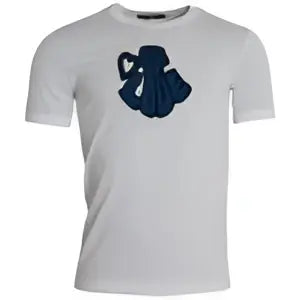 T-shirt blanc dolce & gabbana king of love en coton avec graphique sac à dos bleu marine brodé sur la poitrine