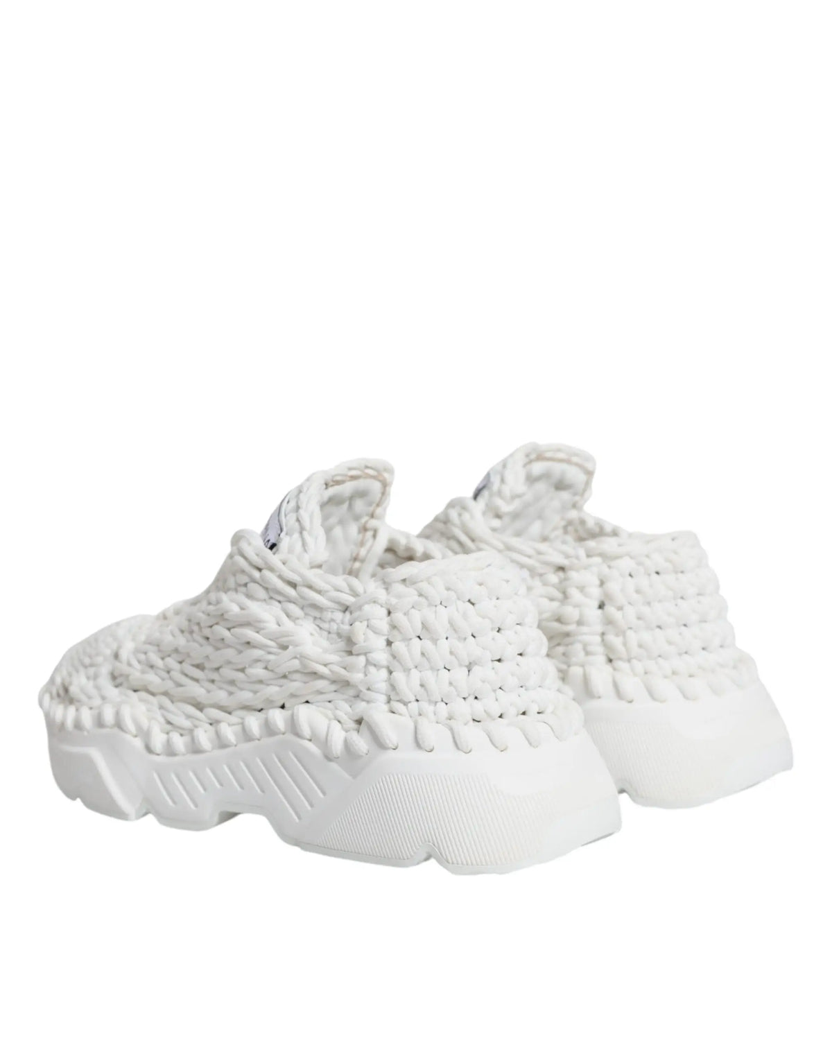 Baskets dolce & gabbana daymaster blanches en maille épaisse avec dessus tressé et semelle en caoutchouc épaisse