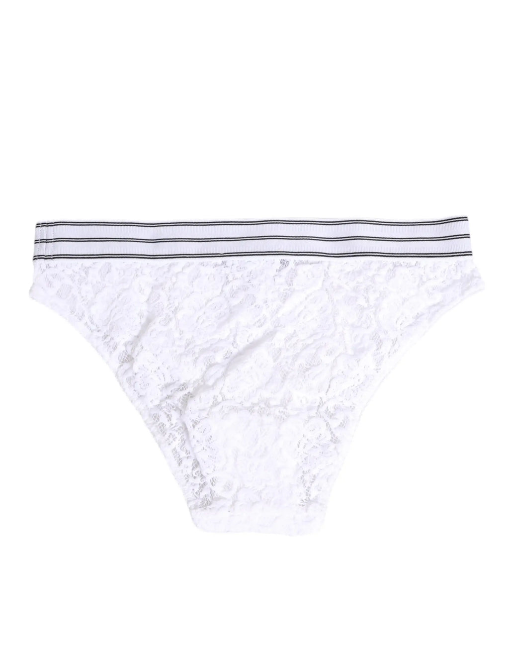 Culotte slip blanche en dentelle dolce & gabbana avec ceinture élastique rayée logo vue arrière