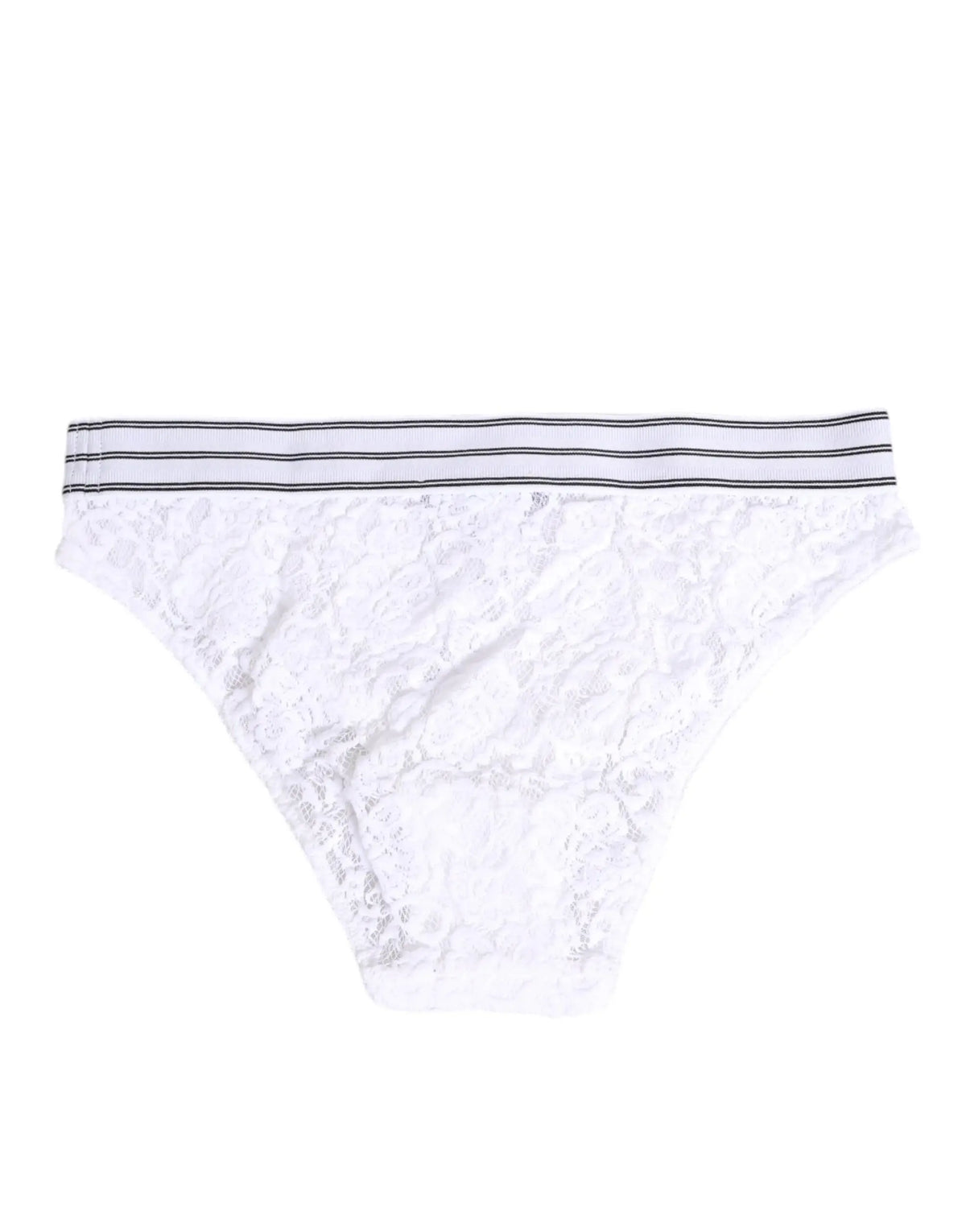 Culotte slip blanche en dentelle dolce & gabbana avec ceinture élastique rayée logo vue arrière