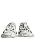 Dolce & gabbana white lace up low top ns1 sneakers with textured rubber soles and balenciaga logo laces