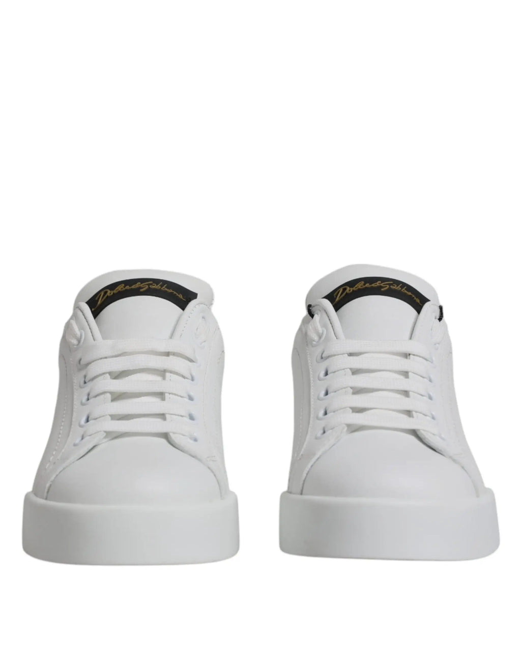 Dolce & gabbana baskets basses classiques en cuir blanc avec design minimaliste et logo doré subtil au talon