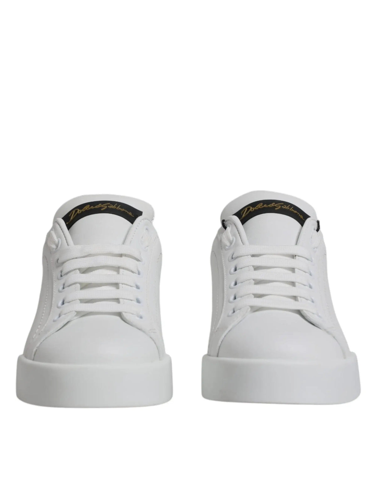 Dolce & gabbana baskets basses classiques en cuir blanc avec design minimaliste et logo doré subtil au talon