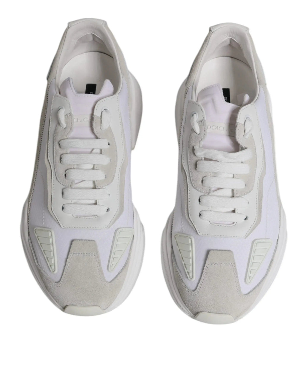 Sneakers dolce & gabbana daymaster basses blanches en cuir avec design superposé moderne en suède et mesh gris clair