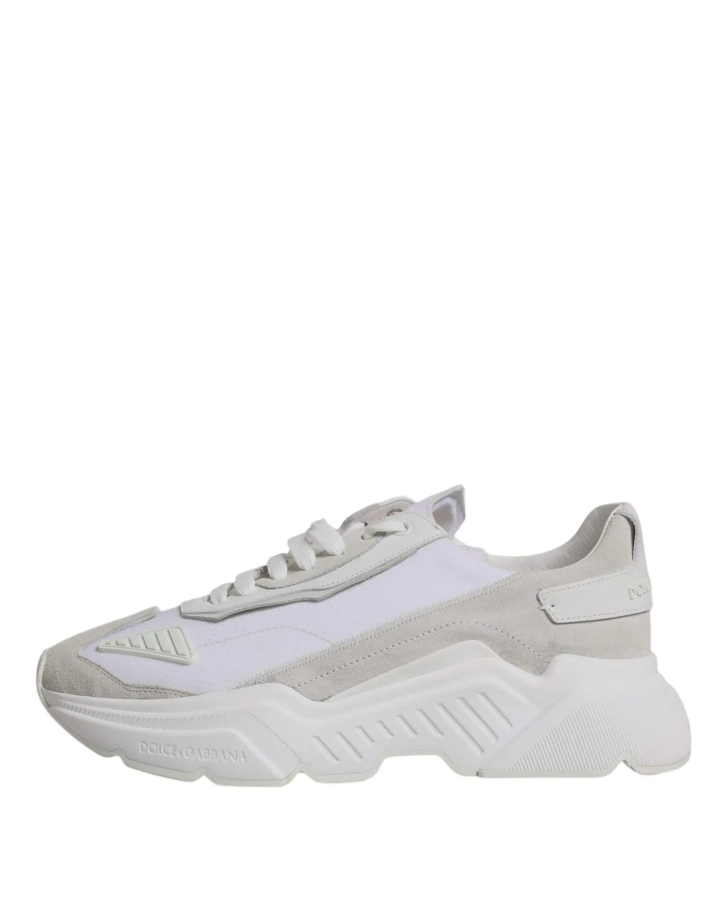 Baskets basses dolce & gabbana daymaster blanches en cuir avec semelle épaisse en caoutchouc texturée gris clair et blanc