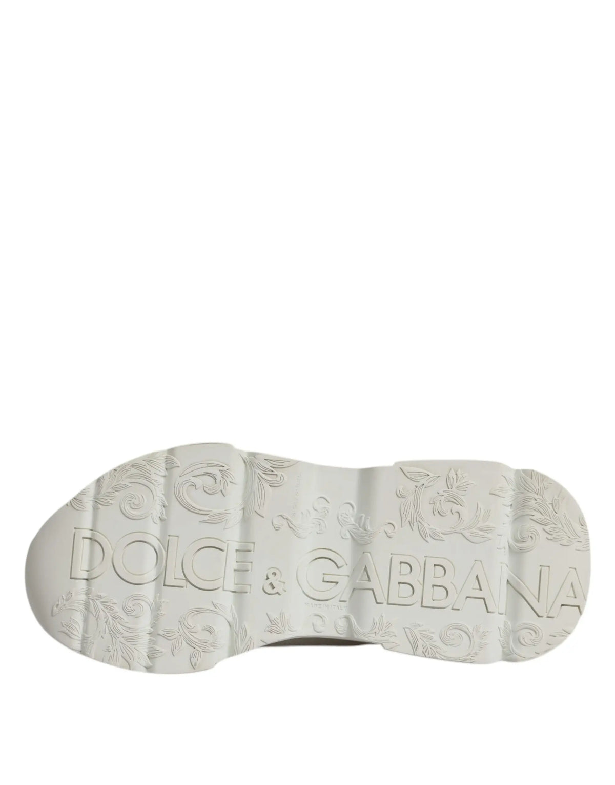 Semelle blanche de chaussure basse dolce & gabbana daymaster en cuir avec motifs floraux embossés et logo marque