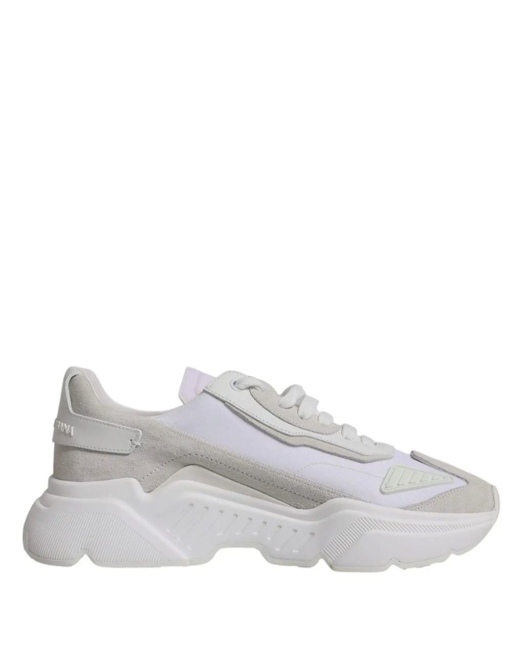 Baskets basses dolce & gabbana daymaster blanches en cuir avec design superposé en suède, mesh et synthétique
