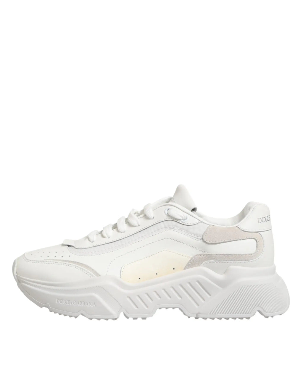 Baskets basses dolce & gabbana daymaster blanches en cuir avec semelle en caoutchouc texturée et panneaux superposés