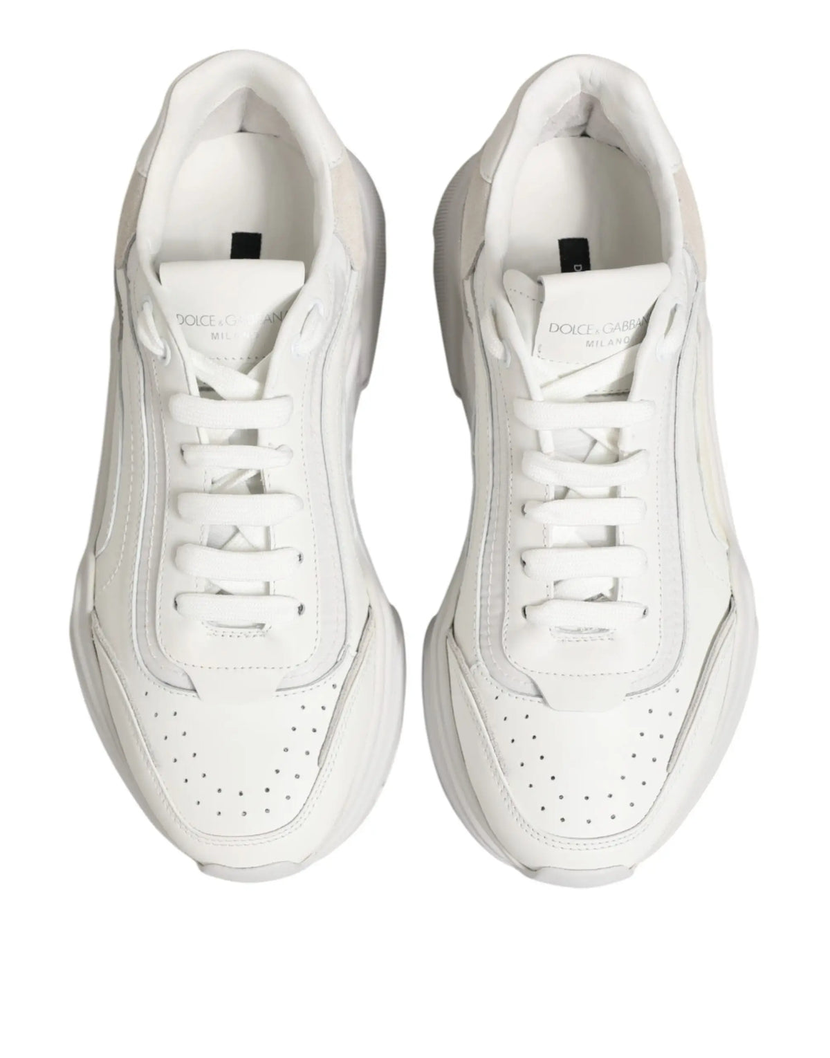 Baskets basses dolce gabbana daymaster en cuir blanc avec semelle épaisse et empeigne perforée