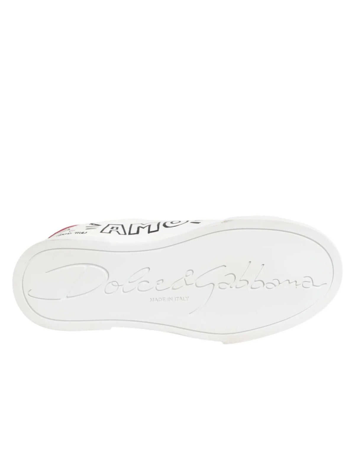 Baskets basses dolce & gabbana en cuir blanc avec logo graffiti noir et lettrage amo sur la semelle