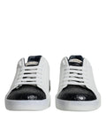 Baskets dolce & gabbana portofino en cuir blanc avec logo et effet croco noir modernes et élégantes