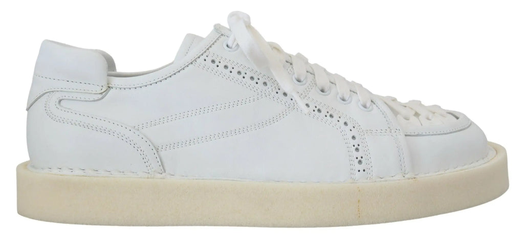 Baskets basses dolce & gabbana en cuir blanc avec perforations et semelle en caoutchouc crème pour un style casual