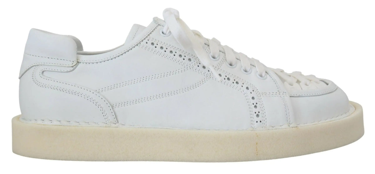 Baskets basses dolce & gabbana en cuir blanc avec perforations et semelle en caoutchouc crème pour un style casual