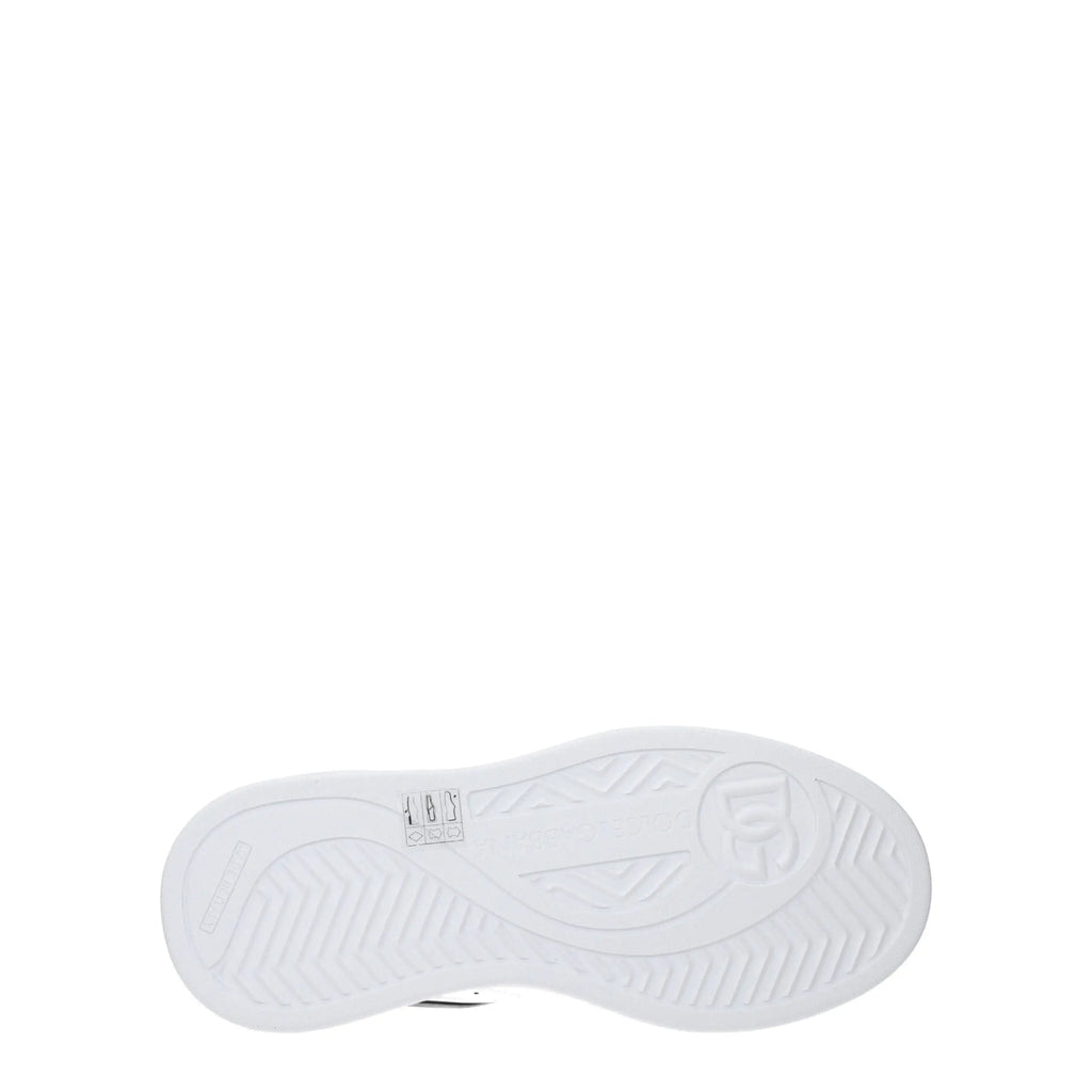 Semelle blanche en caoutchouc avec motif texturé subtil et logo dc shoes embossé sur des sneakers basses en cuir blanc dolce gabbana