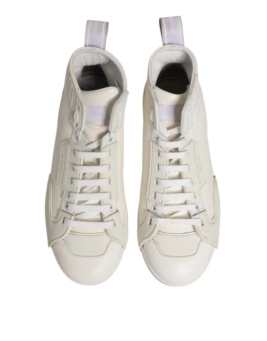 Paire de baskets montantes en cuir blanc cassé dolce & gabbana avec design minimaliste et branding subtil