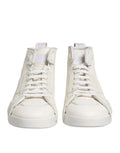 Dolce & Gabbana blanc mid top sneakers en cuir lisse avec design minimaliste et tige haute en cuir