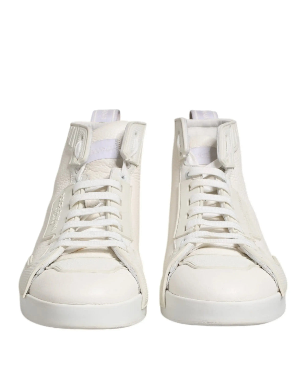 Dolce & Gabbana blanc mid top sneakers en cuir lisse avec design minimaliste et tige haute en cuir