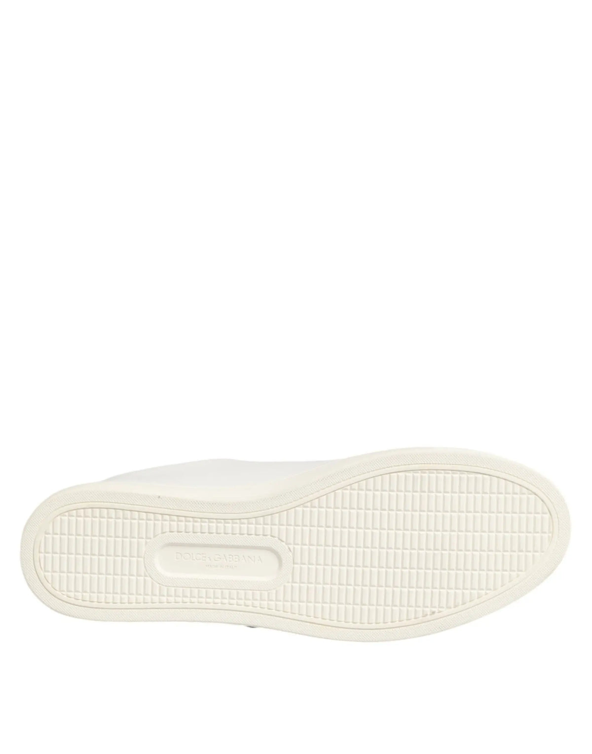 Semelle en caoutchouc blanc à motif quadrillé avec logo embossé des sneakers dolce & gabbana en cuir blanc