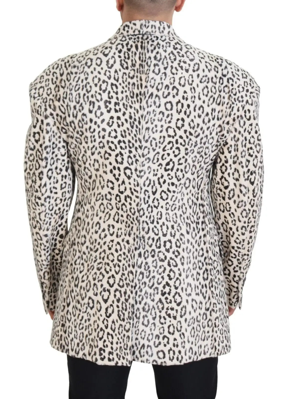 Blazer dolce & gabbana blanc crème avec imprimé léopard noir audacieux pour un style unique et élégant