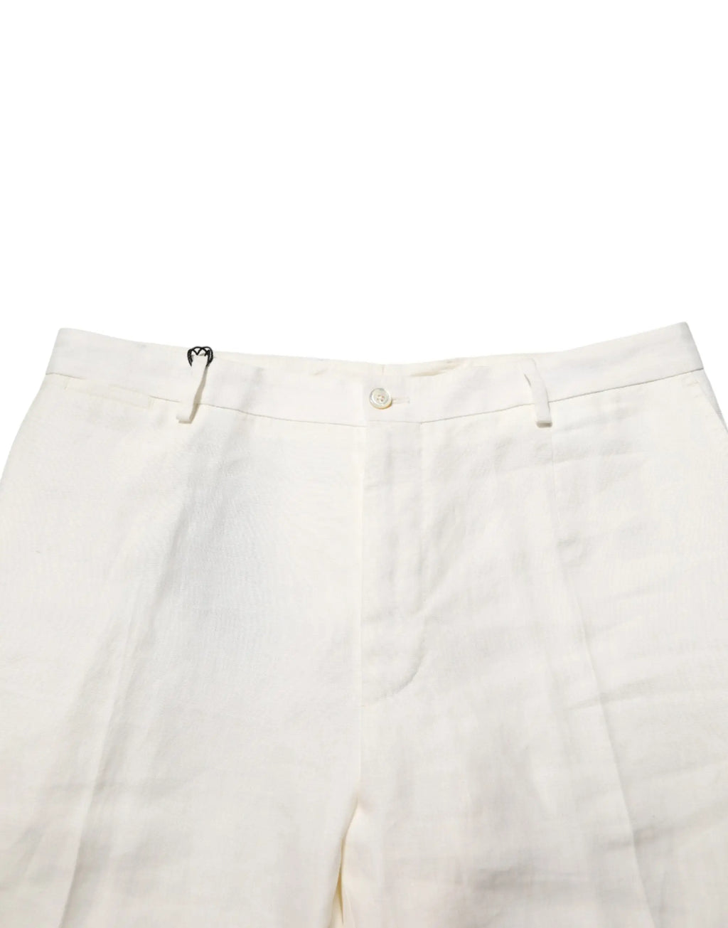 Pantalon blanc en lin dolce & gabbana pour homme avec coupe ajustée et plis subtils pour tenue formelle