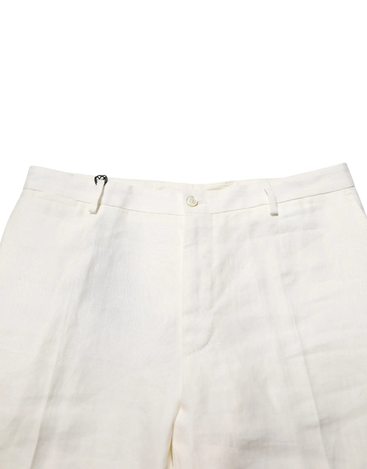 Pantalon blanc en lin dolce & gabbana pour homme avec coupe ajustée et plis subtils pour tenue formelle