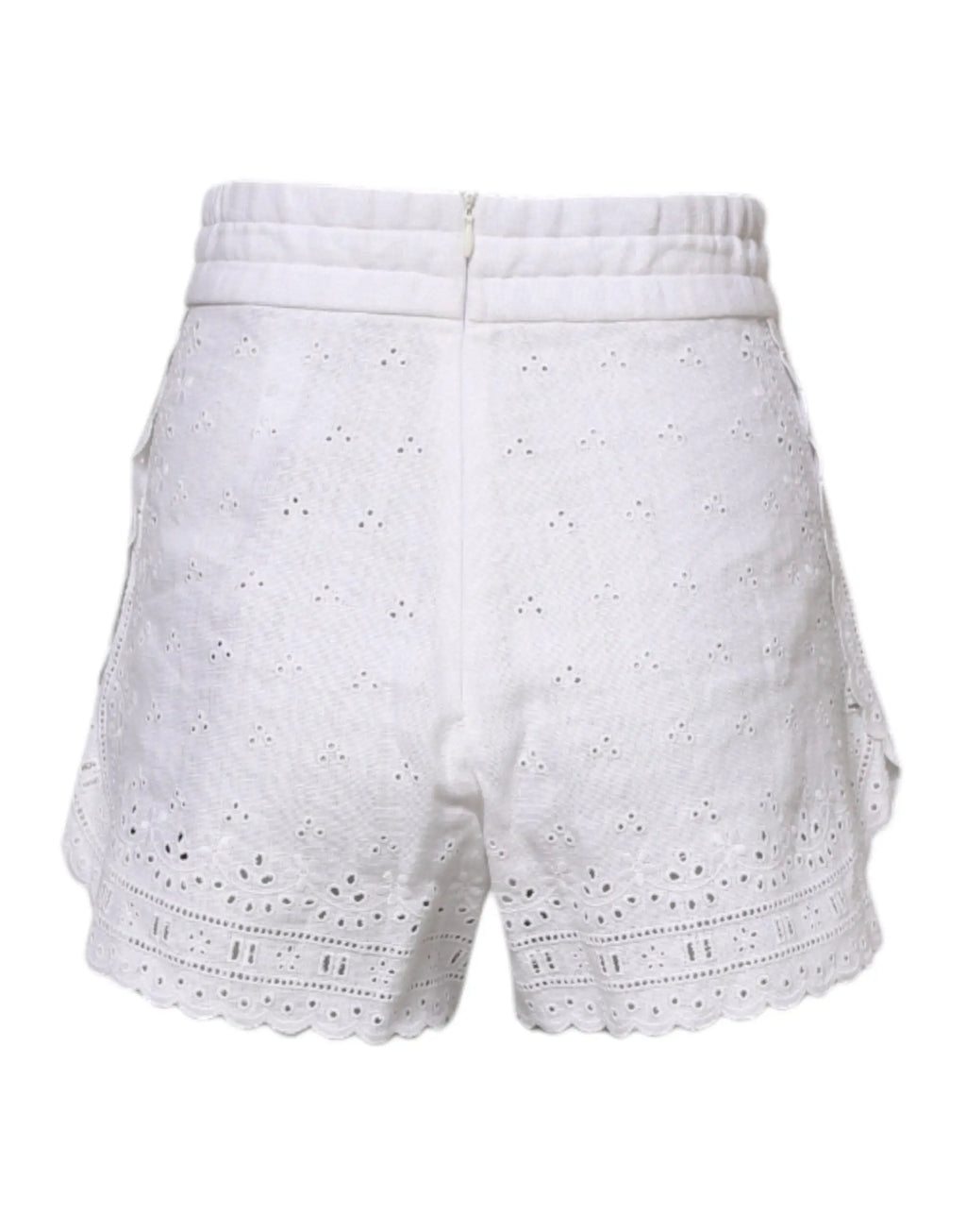 Short blanc en lin dolce & gabbana avec bord festonné et taille élastique high waisted hot pants