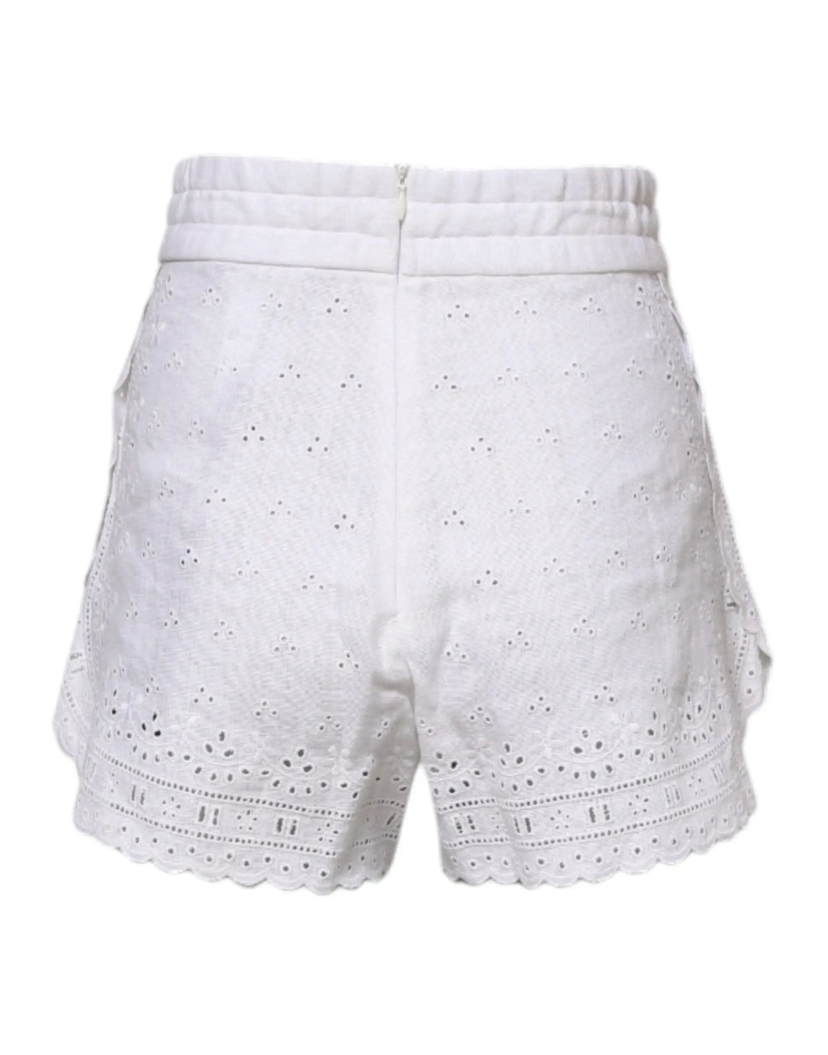 Short blanc en lin dolce & gabbana avec bord festonné et taille élastique high waisted hot pants