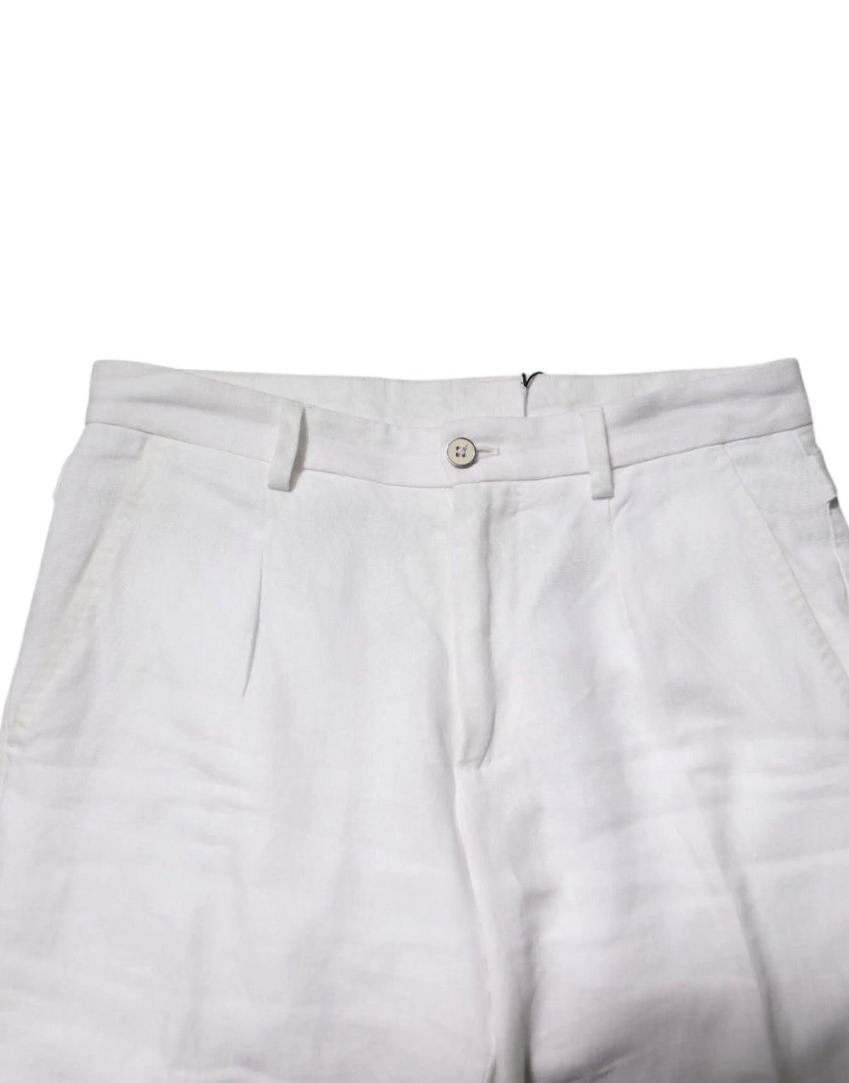 Pantalon blanc en lin dolce & gabbana taille mi-haute avec coupe ajustée et plis subtils à lavant