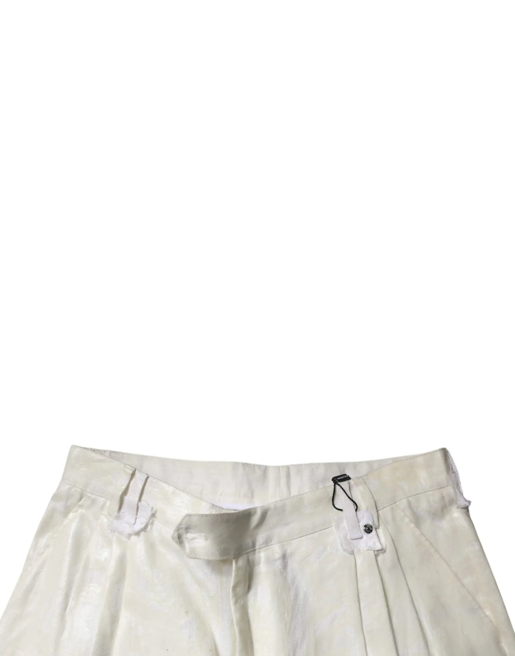Pantalon plissé couleur crème avec ceinture blanche minimaliste dolce & gabbana en lin blanc taille mi-haute
