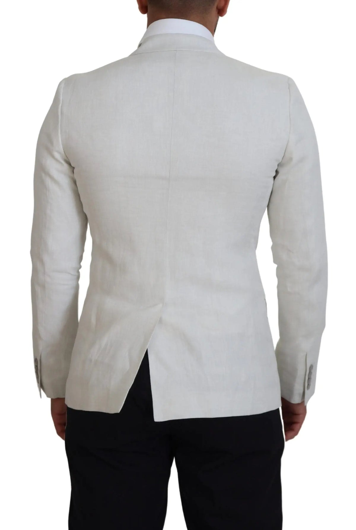 Blazer dolce & gabbana blanc en lin à coupe slim avec texture subtile et ajustement tailleur