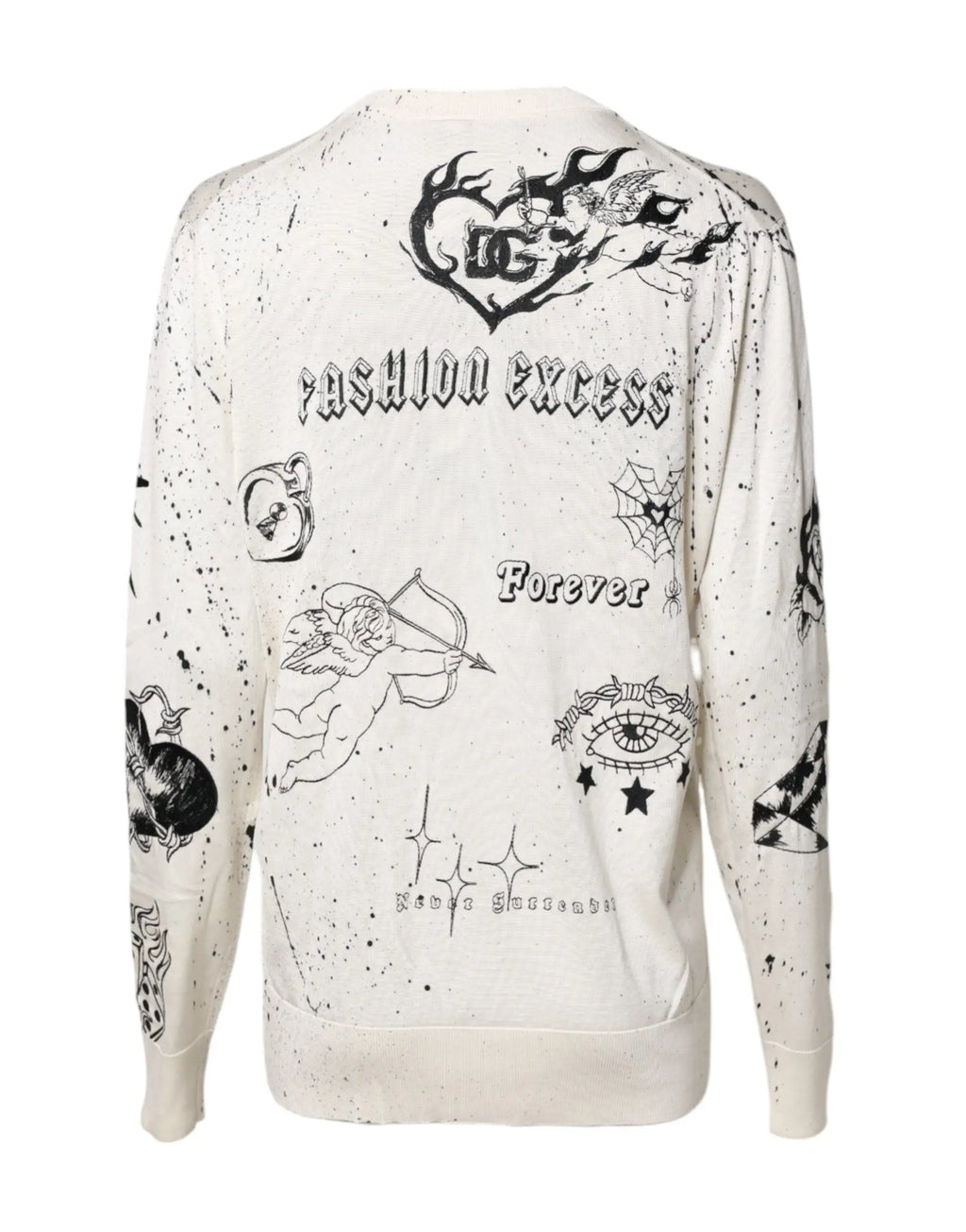 Sweatshirt off-white dc blanc à encre noire avec graphisme mode excess ange et logo dolce & gabbana femme