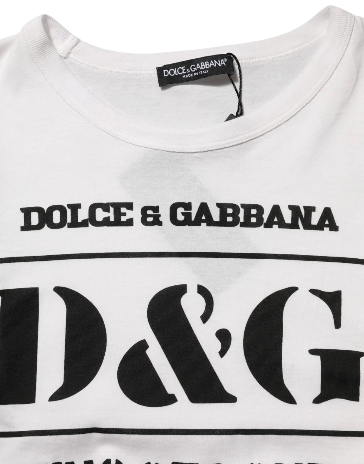 T-shirt blanc dolce & gabbana avec motif camouflage logo d&g noir et col rond pour homme