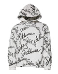 Dolce & Gabbana sweat à capuche blanc en coton avec logo cursif noir couvrant tout le vêtement