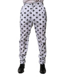 Pantalon slim en denim coton blanc dolce gabbana avec motif logo dc 30 en noir répété