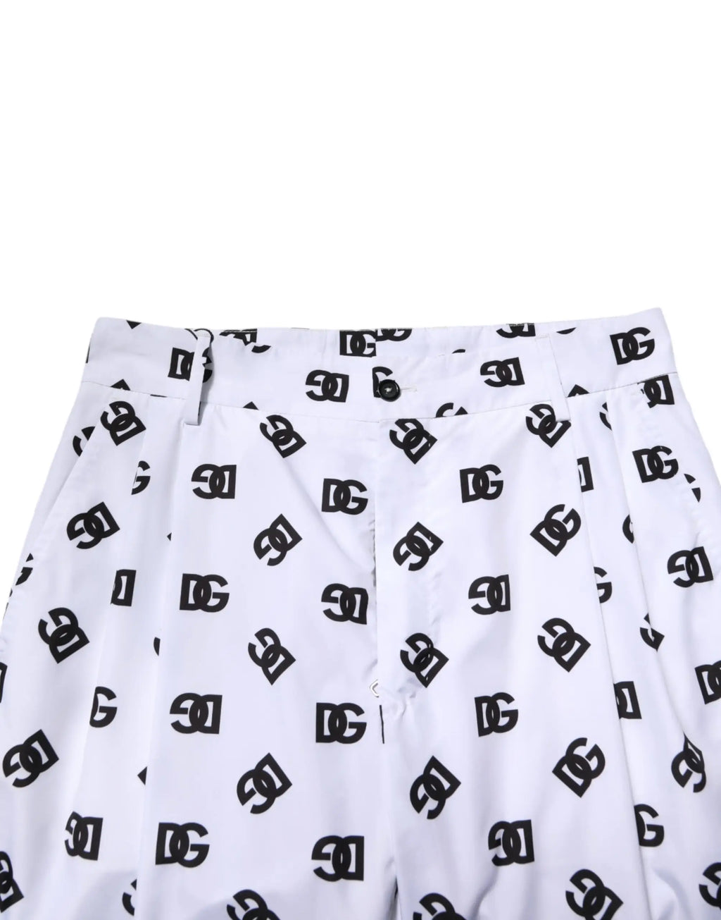 Pantalon skinny en denim blanc dolce gabbana en coton avec plis et motif logo dg noir répété