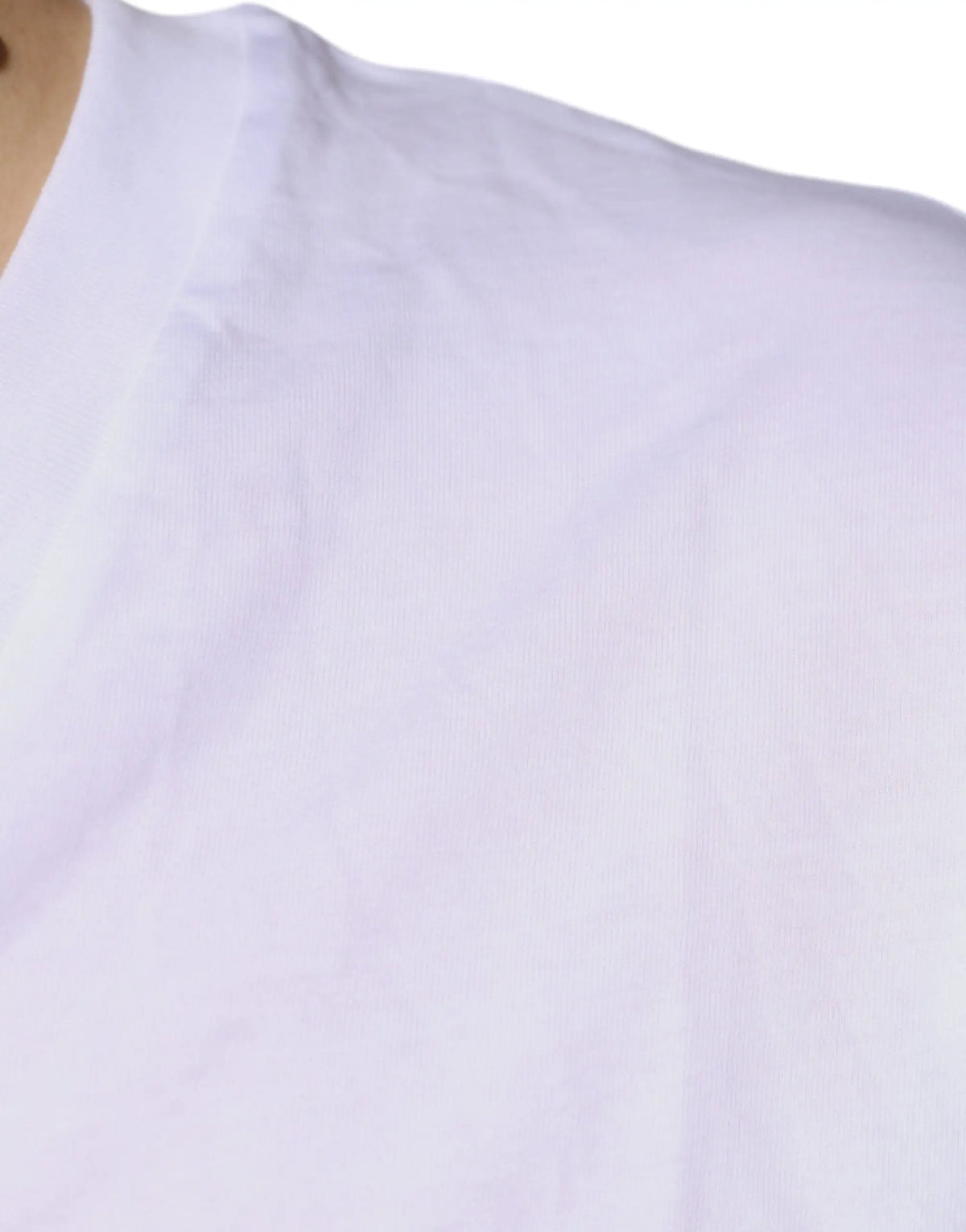 Dolce & gabbana t shirt blanc en coton avec encolure en v simple et manches courtes